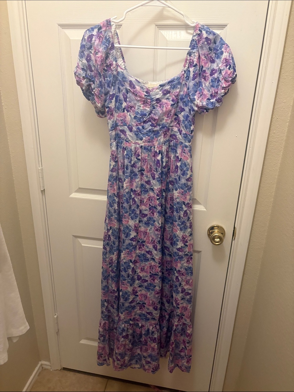 Women's Floral Maxi Dress in Purple and Pink A093 Heavy weight cotton with slip
